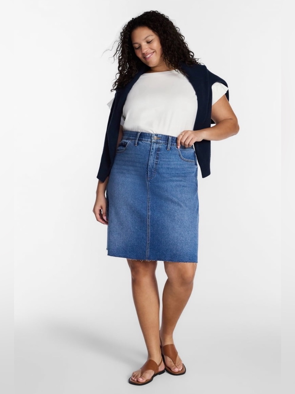 Terra & Sky Classic Blue Denim Knee-Length Skirt
